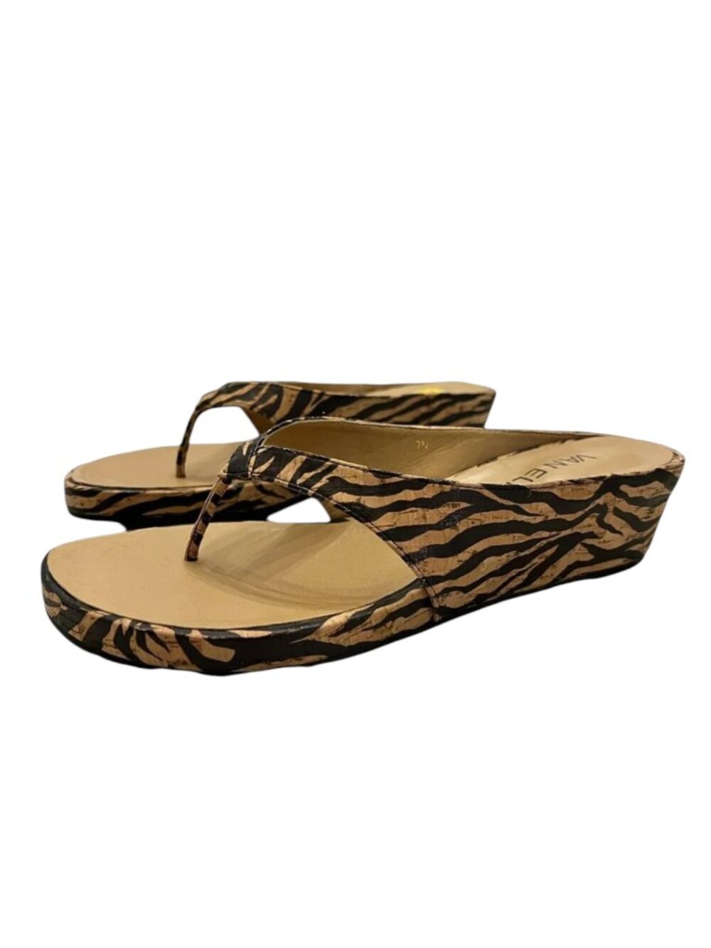 NEW VanELi Cork & Tiger Print Platform Thong Sandals Size 7N